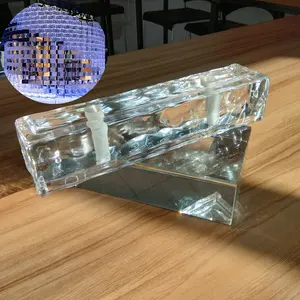 गर्म बेच ठोस क्रिस्टल ड्रिलिंग ग्लास ब्लॉक रंग फर्नीचर बार सजावटी चलने ग्लास ईंट 200*100*50mm थोक मूल्य