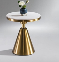 Table basse d'hôtel en acier inoxydable, table ronde de luxe légère pour la maison, table d'appoint amovible pour canapé d'angle