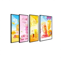 Boîte lumineuse publicitaire LED ultra-mince avec cadre d'affichage rétroéclairé en verre trempé pour magasin de détail intérieur/extérieur