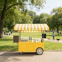 Mini remorque alimentaire portable en acier inoxydable à 4 roues, résistante à la rouille, pour la vente de snacks, hot-dogs, glaces, restauration rapide - Petite entreprise
