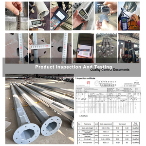 Nhà Sản Xuất Thiết Kế Miễn Phí 6M <span class=keywords><strong>8M</strong></span> 10M 12M Vòng Hình Nón Ngoài Trời Giữa Bản Lề Gấp Đèn Cực Bài Mạ Kẽm Dẫn Ánh Sáng Đường Phố Cực - Product Image 5