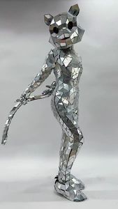 Disfraz de Espejo para Fiesta, Disfraz de Robot LED Realista, Disfraz de <span class=keywords><strong>Zancos</strong></span> para Adultos, Mujeres y Hombres, Cosplay, Disfraz de Catwoman Plateado - Product Image 3