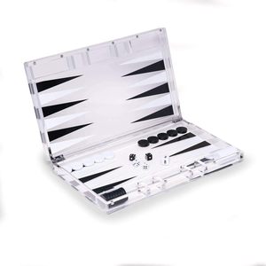 Juegos de Backgammon Lucite acrílico magnético de lujo de 14 "x 8,5" x 2 "con piezas de juego tazas de dados elegante decoración de juego de mesa de café - Product Image 1