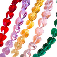 Perles en verre facettées en forme de cœur, 10 mm, 14 mm, 100 pièces, trou droit, pour bracelets et accessoires vestimentaires