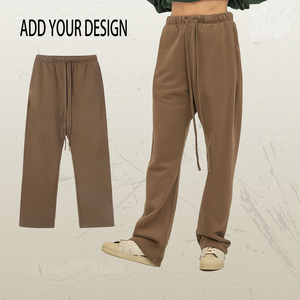 Pantalones de chándal acampanados de algodón grueso con logo grabado personalizado para hombre, de corte holgado y pierna recta, estilo oversize y baggy - Product Image 2