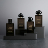Flacon de parfum de luxe vide en verre de 50 ml, flacon de cologne carré brun ambre de luxe avec bouchon personnalisé et emballage cadeau