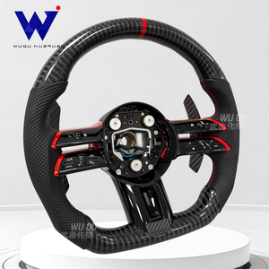 Volant de direction personnalisé en fibre de carbone Dragonfly adapté aux Mercedes AMG W204 W205 W212 W214 W215 CLA <span class=keywords><strong>CLE</strong></span>, décoré de rouge. - Product Image 3