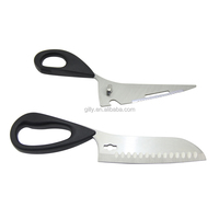 Couteau de cuisine multifonction de luxe robuste 2 en 1, amovible, en acier inoxydable, écologique, compatible lave-vaisselle, avec ciseaux