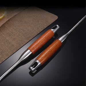 طقم أواني مطبخ من 6 قطع عالية الجودة من الفولاذ المقاوم للصدأ بمقبض من خشب الورد غسالة صحون مقاومة للحرارة آمنة للاستخدام على المدى الطويل - Product Image 4