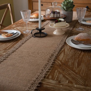 <span class=keywords><strong>Chemin</strong></span> de <span class=keywords><strong>Table</strong></span> tissé en lin de Style rétro bohème américain Bubaba pour un usage domestique-pour les mariages de noël tapis de <span class=keywords><strong>Table</strong></span> en <span class=keywords><strong>Jute</strong></span> en gros - Product Image 6