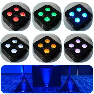 Lampu dj profesional baterai nirkabel 4*12W baterai Par LED lampu sorot nirkabel untuk pesta pernikahan Bar DJ