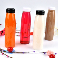 Bouteille en plastique ronde pour jus de 8 oz, 12 oz, 16 oz, emballage pour boissons avec couvercle à vis, bouteille en PET vide pour thé au lait et jus