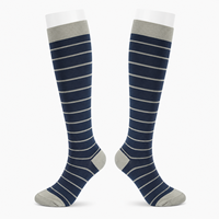 Chaussettes de compression rayées marine en nylon, hauteur genou, pour hommes et femmes, sport et voyage