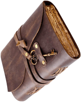 Carnet de voyage A6 en similicuir souple avec logo personnalisé, reliure à feuilles mobiles et pendentif décoratif avec horloge