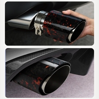 Embout d'échappement en fibre de carbone forgé 304SS, texture feuille d'or rouge, tuyau d'échappement de voiture, pièces de modification d'échappement automobile