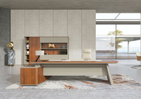 Bureau de direction moderne avec armoire de rangement latérale et étagère ouverte pour mobilier de bureau commercial