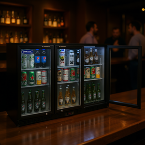 Enfriador de Bebidas Comercial Orikoool de 53 Pulgadas con 3 Puertas de Vidrio, Capacidad para 480 Latas, para Cerveza y Vino, Color Negro - Product Image 2