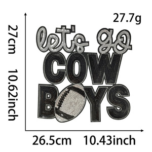Patch di ricamo con lettere sportive personalizzate di grandi dimensioni andiamo con aquile di ferro su lascia <span class=keywords><strong>andare</strong></span> le toppe ricamate con paillettes per l'abbigliamento - Product Image 3