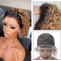 Perruque de luxe HD Lace Frontal coupe Pixie, perruque courte bouclée afro en cheveux humains pour femmes noires, cheveux Remy pré-épilés avec baby hair