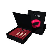Coffret cadeau magnétique en papier rose personnalisé de luxe pour kit de gloss à lèvres, emballage pour ensemble de rouges à lèvres