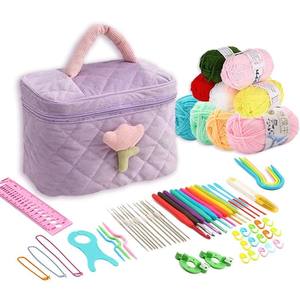 Nouveau kit de crochet de 68 pièces, kit complet de matériel pour débutants, ensemble d'outils de <span class=keywords><strong>tricot</strong></span> portable en laine - Product Image 3