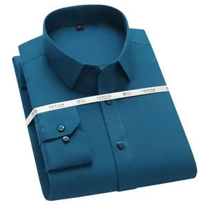 Aloe Vera fiber long-sleeved shirt plain men's stretch business vertical smooth casual bottoming slim fit outer wear shirt