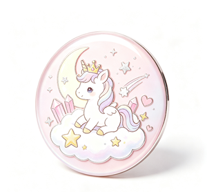 เข็มกลัดโลหะรูปยูนิคอร์นน่ารักเคลือบแข็งแบบวงกลม ของสะสมตกแต่งศิลปะ - Product Image 4