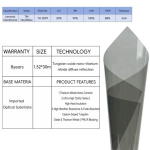 Película de Tinte para Ventanas de Automóvil Negra Premium con VLT del 5%/15%/35%, Autoregenerable, con Protección UVR del 99% y Protección UV del 100%, Material PET - Product Image 3