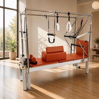 Table de Pilates Cadillac Reformer 3-en-1 en alliage d'aluminium avec barre de poussée et système de poulies à cordes pour studio et salle de sport à domicile