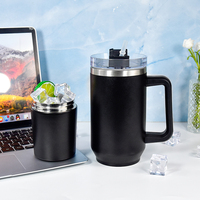 Gobelet isotherme personnalisé de 40 oz en acier inoxydable 304 avec revêtement en poudre, poignée pour gravure au laser, maintien thermique de 12 à 24 heures