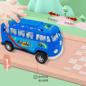 Autobús de juguete inercial con retroceso, educativo para niños, con forma de autobús público de dibujos animados, juguete unisex - Product Image 2