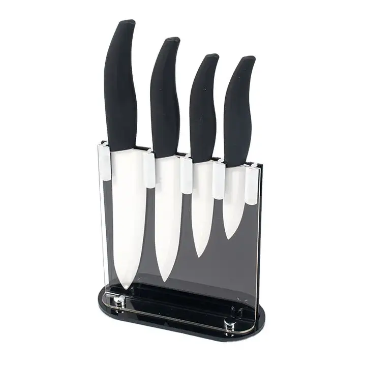 Supporto OEM/ODM 5 pezzi coltelli da cucina manico in PP supporto per coltelli da cucina in ceramica con blocco acrilico coltello