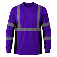 T-shirt de sécurité à manches longues ZUJA 4 couleurs haute visibilité, conforme à la norme ANSI/ISEA 107, chemise de travail réfléchissante avec bande en forme d'arête de poisson, vêtements de travail pour hommes