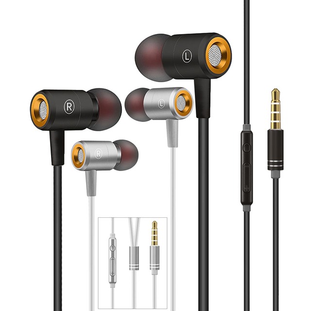 Free Sample 1.2m 3.5mm Metal case Nylon Braided Earphone With Mic Wired Earphone Headphone
