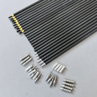 Flèches de tir à l'arc SEEHOO en carbone de 4,2 mm, couleur verte, plumes, 30''-32'', tige en carbone pur