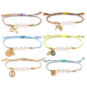 Braccialetti intrecciati religiosi Go2boho con perle e ciondoli, set di gioielli cristiani spirituali <span class=keywords><strong>per</strong></span> donna, accessori protettivi della fede - Product Image 5