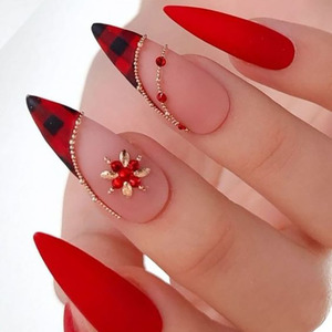 <span class=keywords><strong>Uñas</strong></span> Postizas Personalizadas de Lujo, Estilo Stiletto Largo, Francesas, Metálicas, Negras, Azules, Almendradas, Acrílicas, Adhesivas - Product Image 5