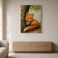 Peinture à l'huile de renard roux 100% peinte à la main, texture épaisse, art mural animal 3D, toile tendue 60x75cm pour la décoration intérieure