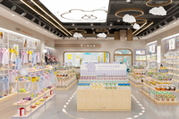 13-M2001 Présentoir Moderne Personnalisé Écologique pour Magasin de Bébé avec Fer et Bois pour Aménagements de Boutique de Maternité