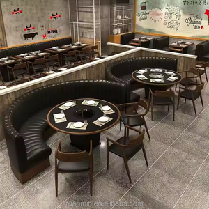 Asientos modernos de cabina de cuero negro para restaurantes Comida rápida Café Cafés Discotecas Bares para escuelas Hoteles Áreas de comedor - Product Image 6
