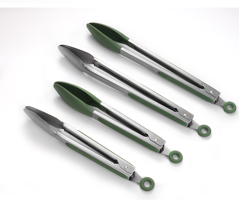 10"&12" inch stainless steel kitchen tong non slip grip tong set bbq cooking grill locking silicone food tong