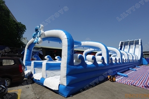 Lilytoys màu xanh trắng thêm dài <span class=keywords><strong>Inflatable</strong></span> trượt nước thương mại sân sau trượt N trượt hồ bơi bên trẻ em lớn ngoài trời mùa hè - Product Image 3