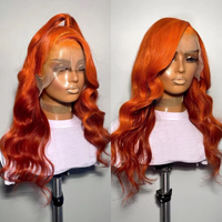 Perruques en cheveux humains naturels Remy bouclés # Perruque sans colle HD 13x4 de 350g, 10''-40'', colorée, pré-épilée, ondulations profondes, brésilienne, roux orangé, longue
