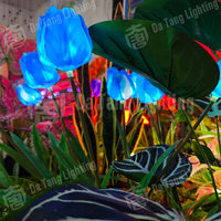 Lumière décorative LED extérieure en forme de tulipe en plastique, indice de protection IP65, couleur personnalisable, créant une ambiance féerique pour les cours et les parcs, garantie 2 ans