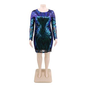Vestidos de manga larga de las mujeres dama elegante <span class=keywords><strong>Mujer</strong></span> <span class=keywords><strong>plus</strong></span> tamaño ropa de gran tamaño vestidos para las mujeres - Product Image 5