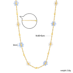 Stainless Steel Flower Necklace <b>Bracelet</b> <b>Set</b> With Pearl Women's Jewelry Gift - Product Image 5