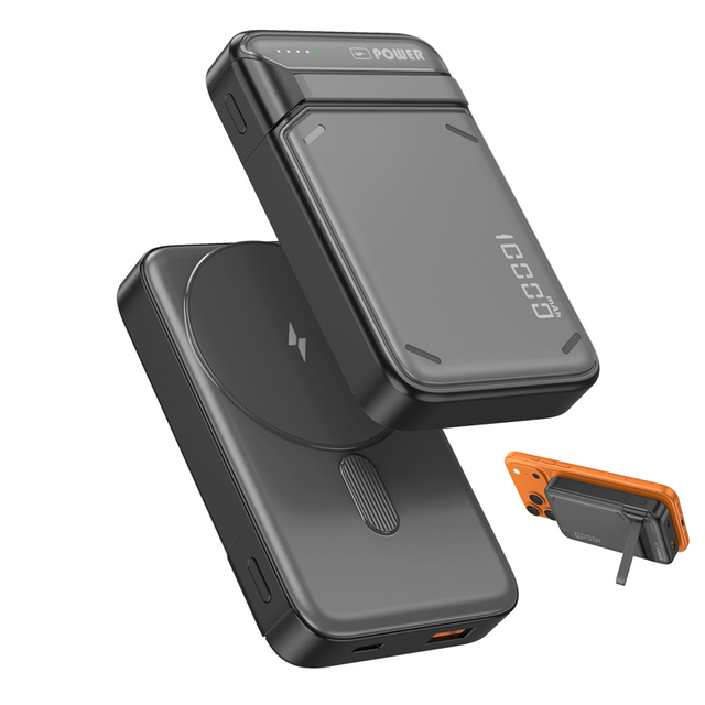 10000mah Magnetic Wireless Power Bank Built in Foldable Stand PD22.5W Fast Charging Portable Phone Charger OEM ODM W34-10000