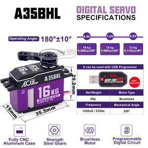 AGFRC Moteur Brushless Numérique Programmable à Engrenages en Titane, Taille Moyenne, 16KG Couple Élevé, 0.08s, 8.4V, pour Voiture RC, Avion, Robot - Product Image 6