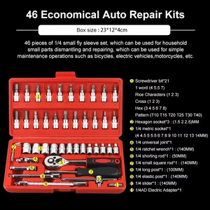 Juego de Llaves de Trinquete de 46 Piezas, Kit de Herramientas para Reparación de Autos y Motocicletas, Llave Combinada, Llave de Tubo, Destornillador - Product Image 3