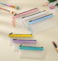 Vente en gros d'étui à crayons transparent de grande capacité pour étudiantes sac de papeterie scolaire à fermeture éclair sac de rangement pour pinceaux de maquillage